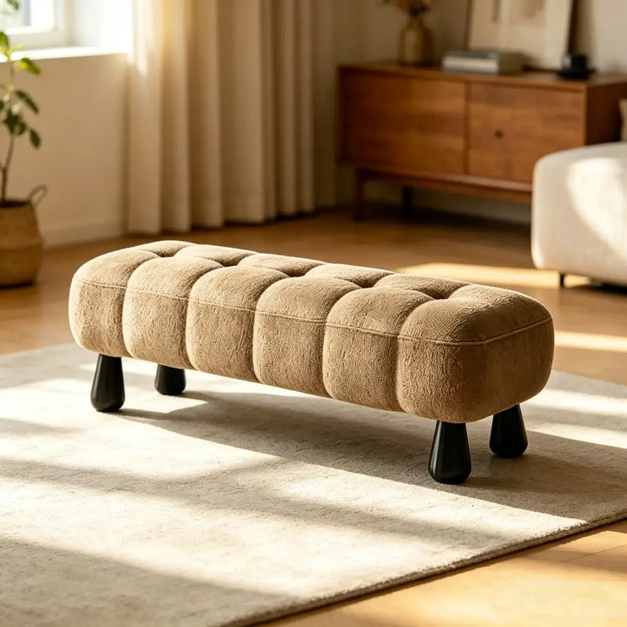 Modern Tufted Chenille Upholstered Bedroom Entryway Bench