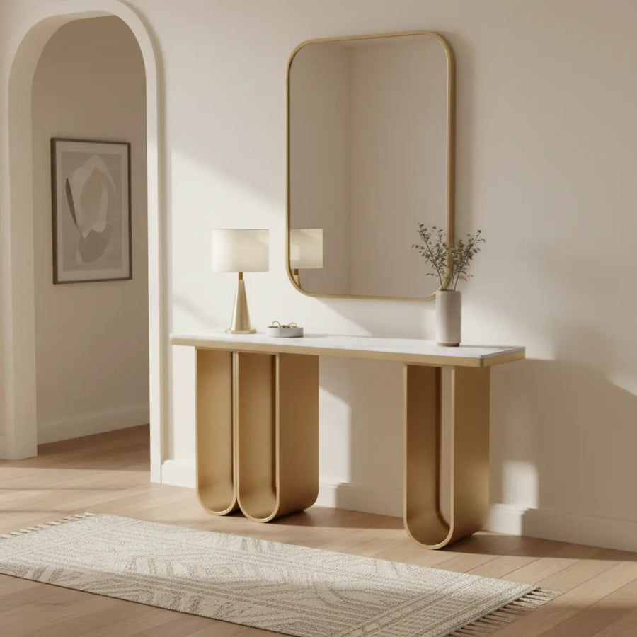 Modern U-Shaped Leg Scratch Resistant Stone Console Table