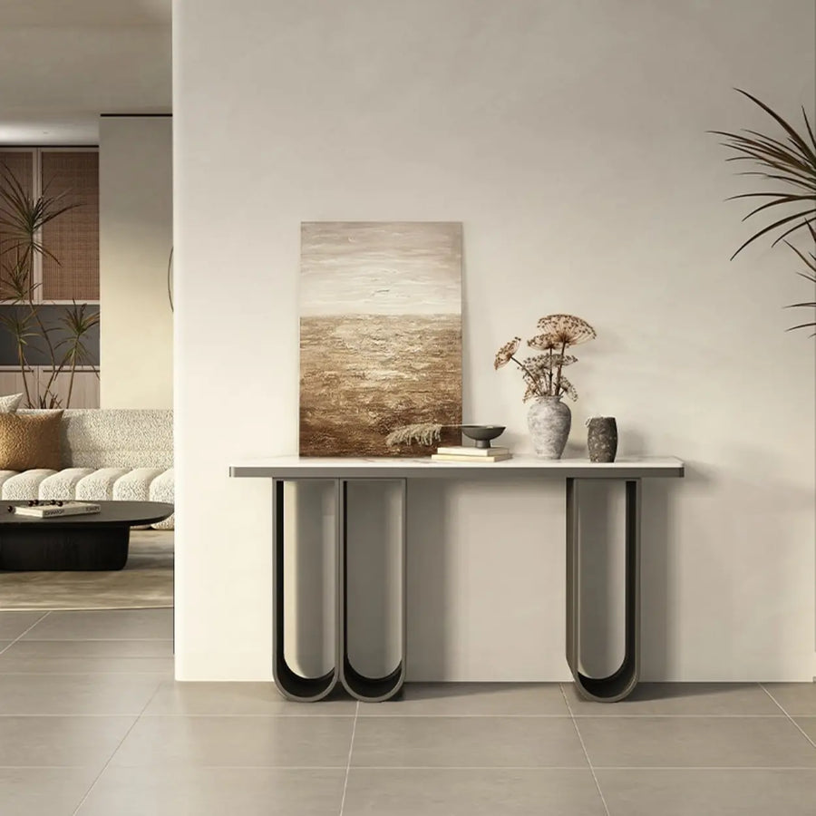 Modern U-Shaped Leg Scratch Resistant Stone Console Table