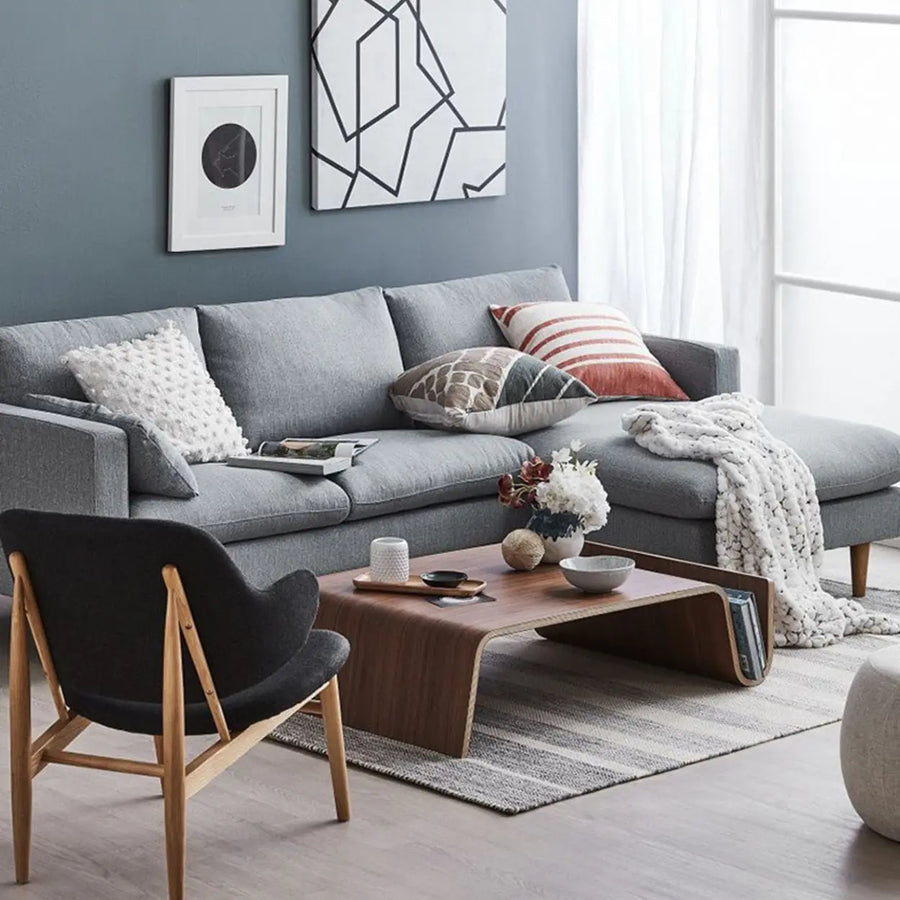 Modern Unique Curved Wood Integrated Coffee Table