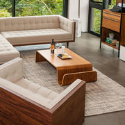 Modern Unique Curved Wood Integrated Coffee Table