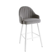 Modern Upholstered Apricot Rectangular Bar Stools with Arms