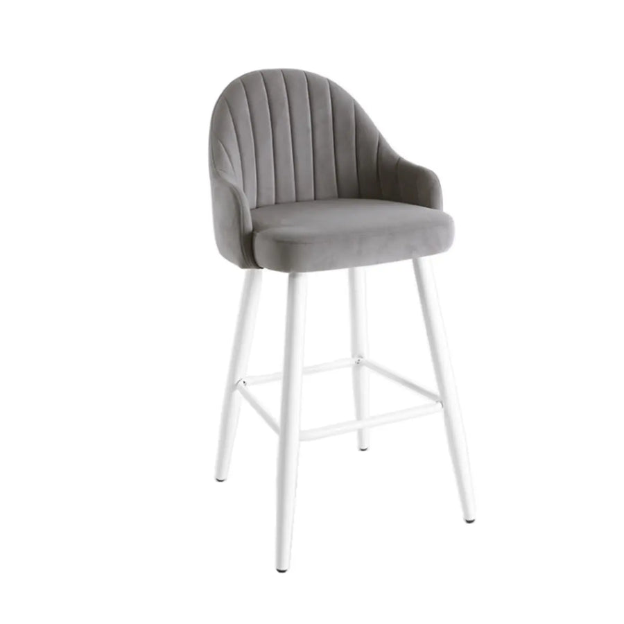 Modern Upholstered Apricot Rectangular Bar Stools with Arms
