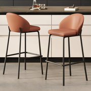 Modern Upholstered Leather Bar Stool with Backrest