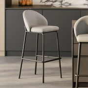 Modern Upholstered Leather Bar Stool with Backrest