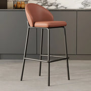 Modern Upholstered Leather Bar Stool with Backrest