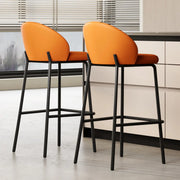 Modern Upholstered Leather Bar Stool with Backrest