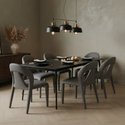Modern Upholstered Leather Curved Back Off-White Dining Chair