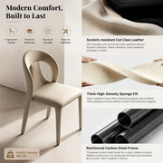 Modern Upholstered Leather Curved Back Off-White Dining Chair