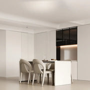 Modern Upholstered Leather Curved Back Off-White Dining Chair