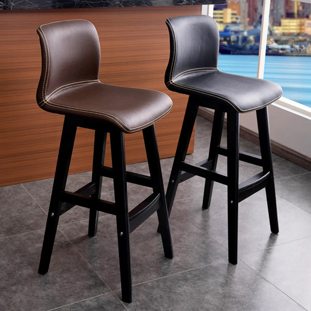 Modern Upholstered Low Back Bucket Bar Stool with Footrest