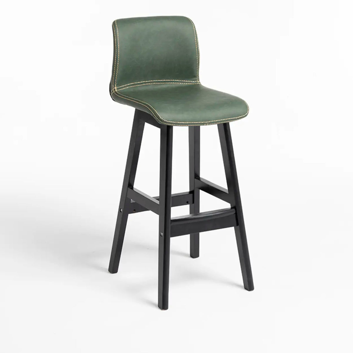 Modern Upholstered Low Back Bucket Bar Stool with Footrest