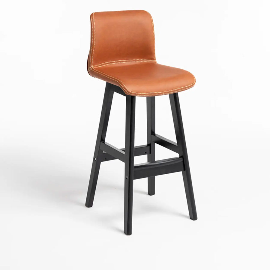 Modern Upholstered Low Back Bucket Bar Stool with Footrest