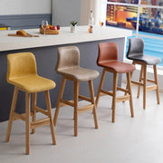 Modern Upholstered Low Back Bucket Bar Stool with Footrest