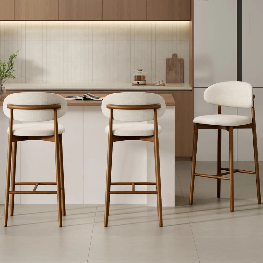 Modern Upholstered Low Back Footrest Counter Height Bar Chair