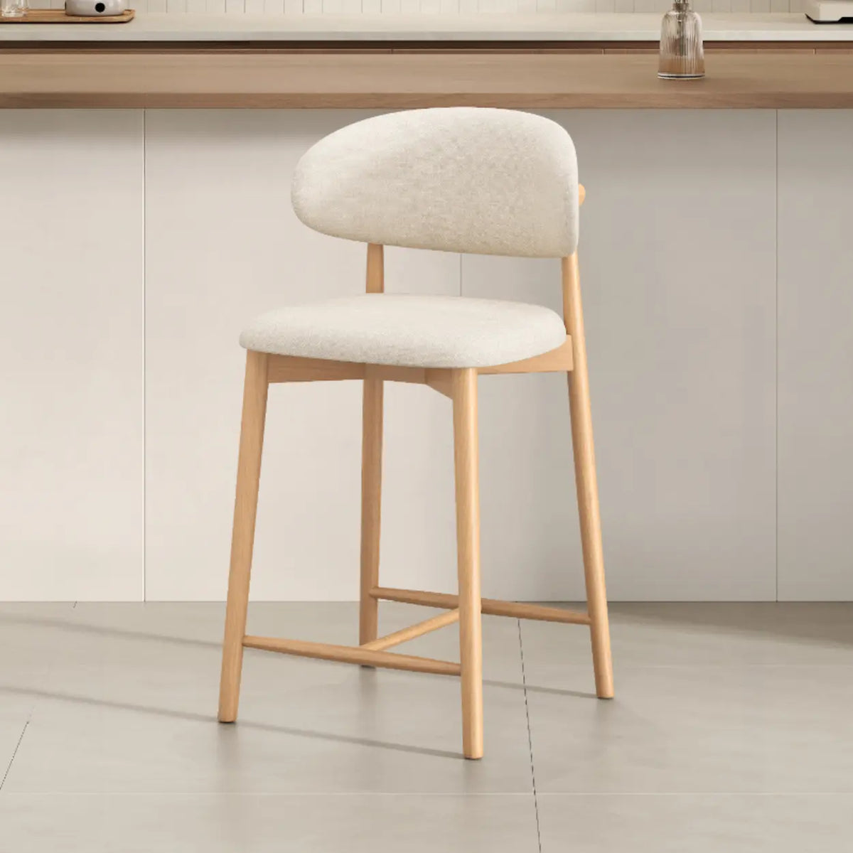 Modern Upholstered Low Back Footrest Counter Height Bar Chair