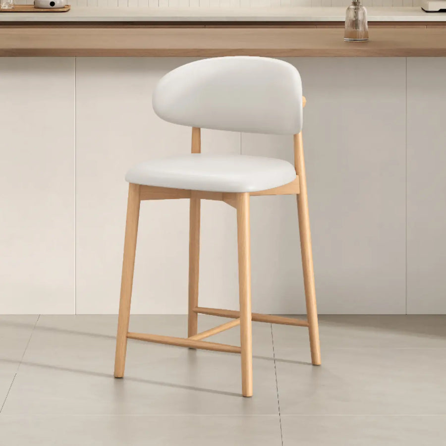 Modern Upholstered Low Back Footrest Counter Height Bar Chair