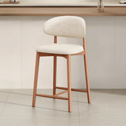 Modern Upholstered Low Back Footrest Counter Height Bar Chair