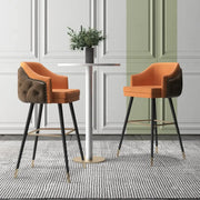 Modern Upholstered Tufted Faux Leather Counter Bar Stool