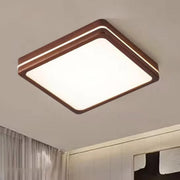 Modern Walnut Square LED Flush Mount Ceiling Light