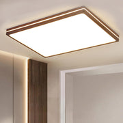 Modern Walnut Square LED Flush Mount Ceiling Light