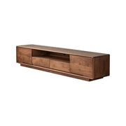 Modern Walnut Wood TV Stand with Storage Cabinets
