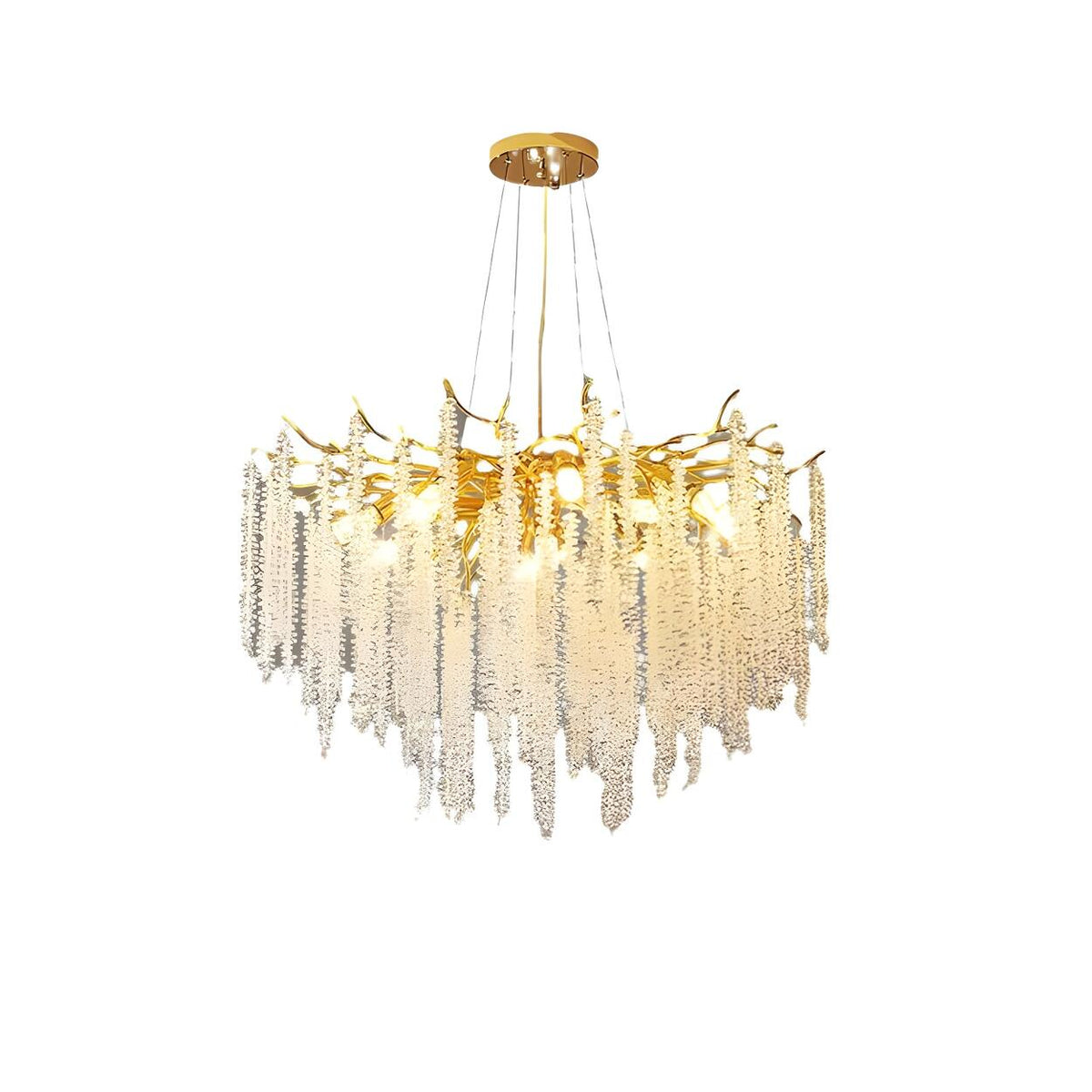 Modern Whimsical Willow Branch Crystal Chandelier