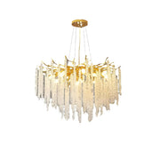 Modern Whimsical Willow Branch Crystal Chandelier