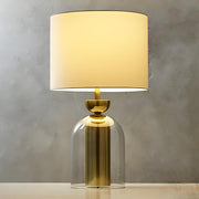 Modern White Fabric Shade Chic Glass Base Table Lamp