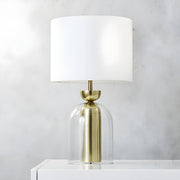 Modern White Fabric Shade Chic Glass Base Table Lamp