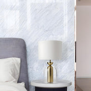 Modern White Fabric Shade Chic Glass Base Table Lamp