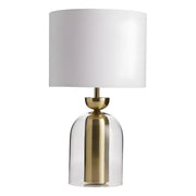 Modern White Fabric Shade Chic Glass Base Table Lamp