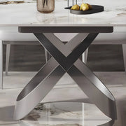 Modern White Round Marble Stone Dining Table Extendable