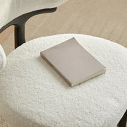 Modern White Sherpa Upholstered Dining Chair with Curved Back