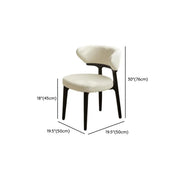 Modern White Sherpa Upholstered Dining Chair with Curved Back