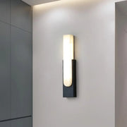 Modern White Stone Shade Black Vertical Wall Sconce