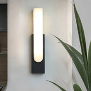Modern White Stone Shade Black Vertical Wall Sconce