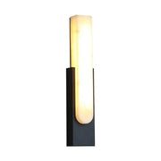 Modern White Stone Shade Black Vertical Wall Sconce