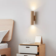 Modern Wood Cylinder Up Down Bedside Wall Sconce