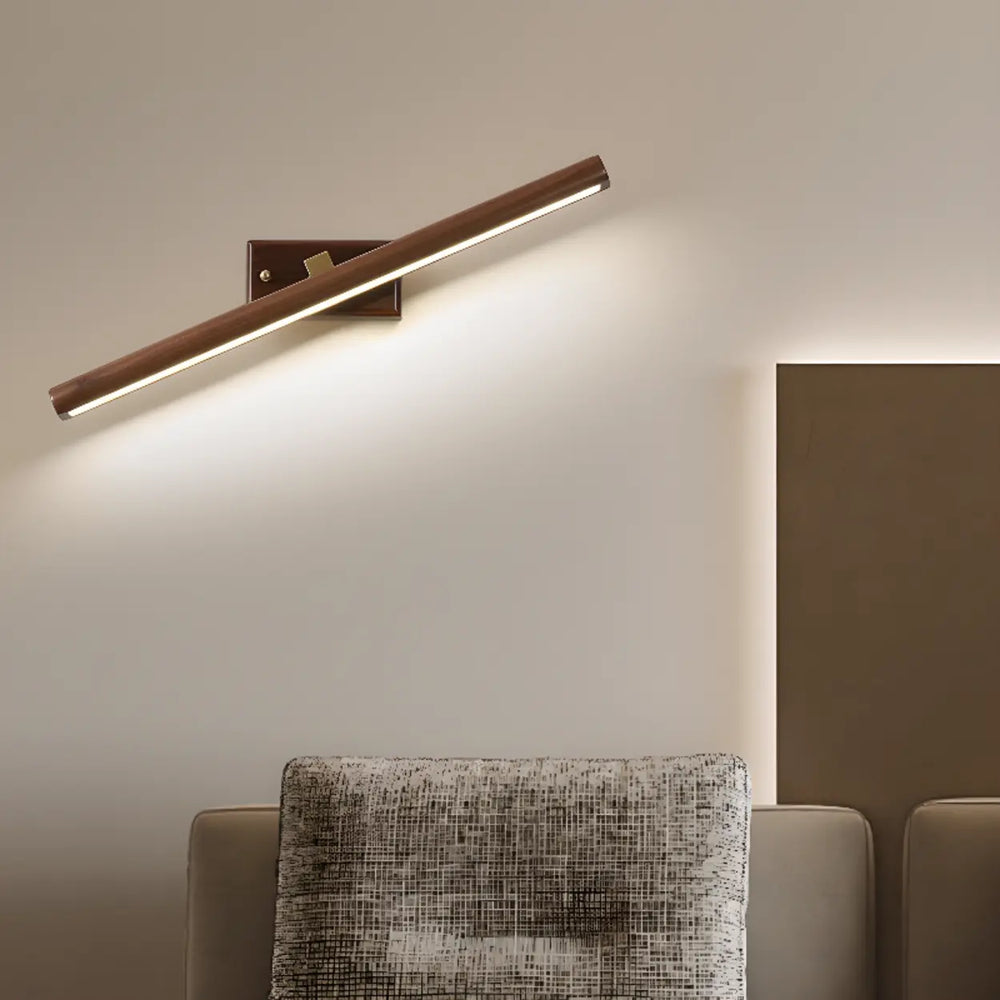 Modern Wood Grain Tube LED Bathroom Vanity Light