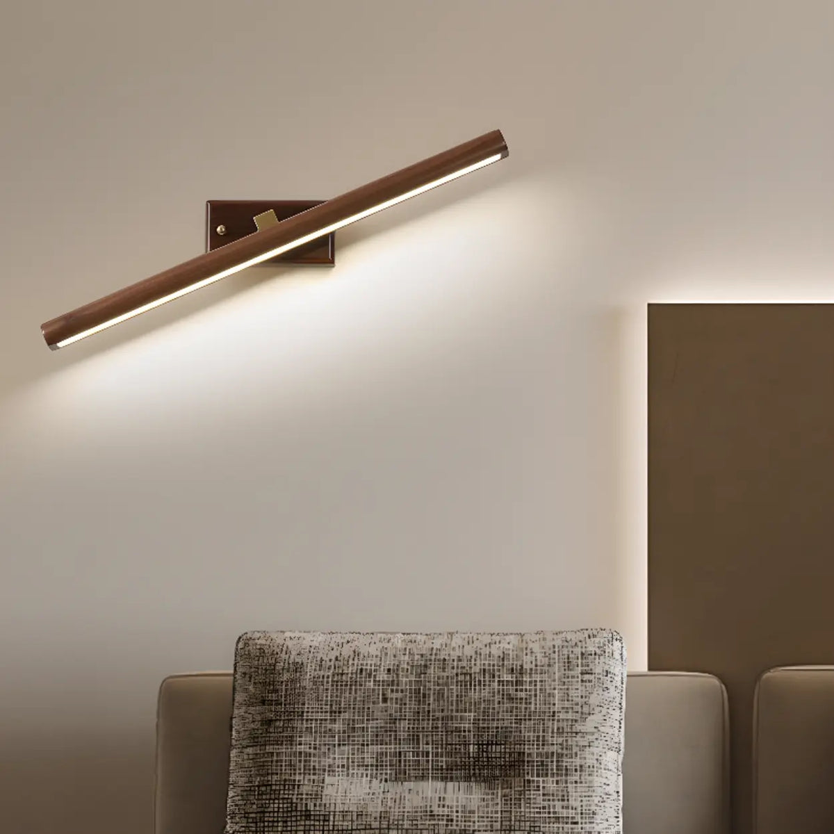 Modern Wood Grain Tube LED Bathroom Vanity Light