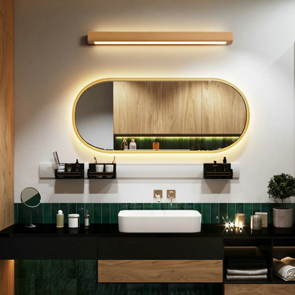 Modern Wood Rectangular LED Vanity Light