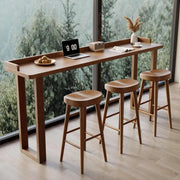 Narrow Brown Wood Bar Table for Wall & Window Seating