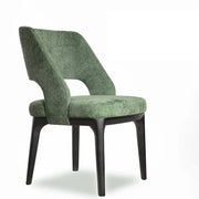 Modern Wooden Skeleton Green Upholstered Dining Chairs