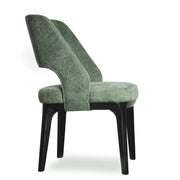 Modern Wooden Skeleton Green Upholstered Dining Chairs