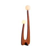 Modish Double Globe Brown Wooden Yoji Floor Lamp