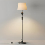 Modish Fabric Cylinder Floor Lamp with Side Table