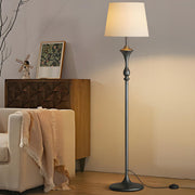 Modish Fabric Cylinder Floor Lamp with Side Table
