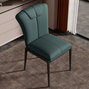 Modish Solid Back Padded Upholstery Leather Dining Chair