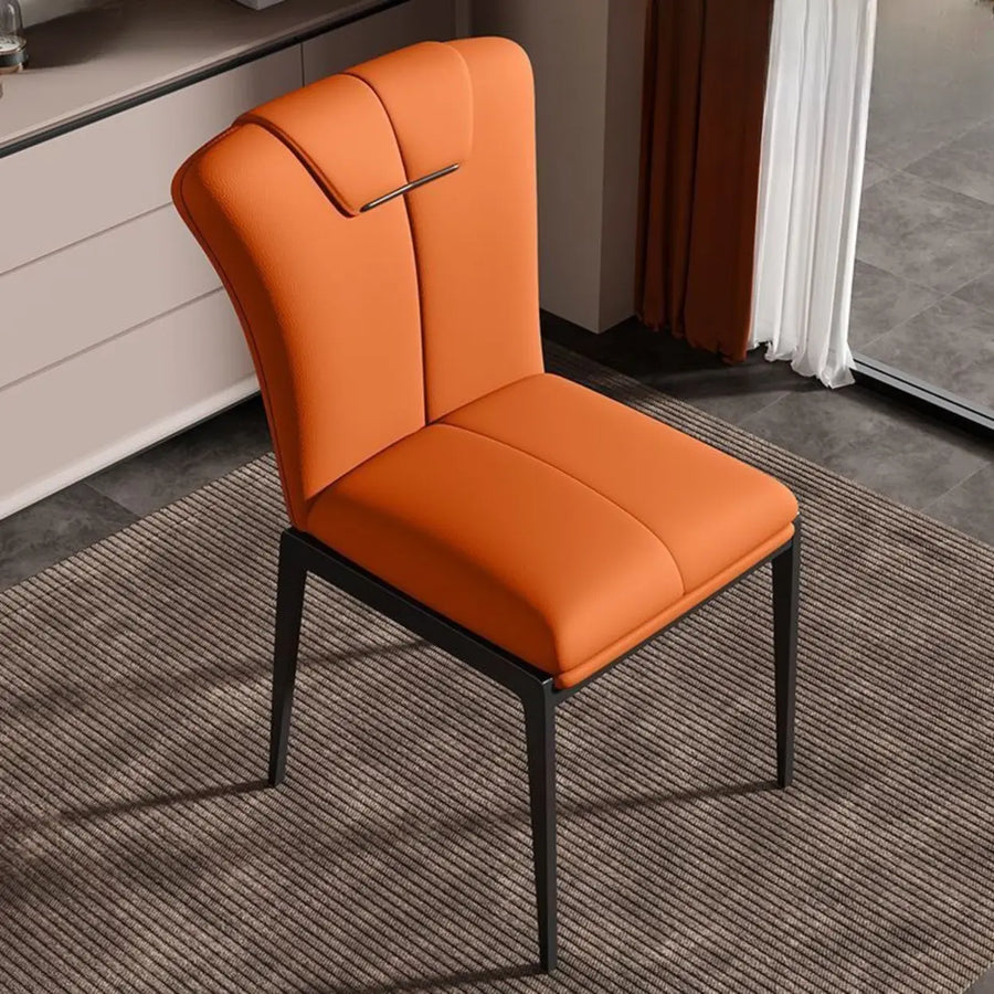 Modish Solid Back Padded Upholstery Leather Dining Chair